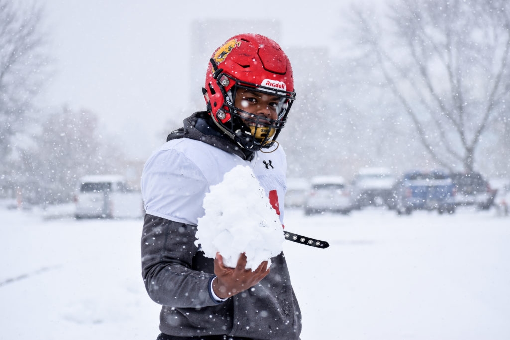 PHOTO GALLERY: Snow day at football practice