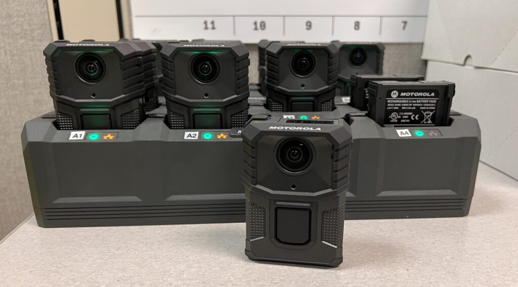 The Department of Public Safety is currently using the WatchGuard v.330 for officers body cameras.
