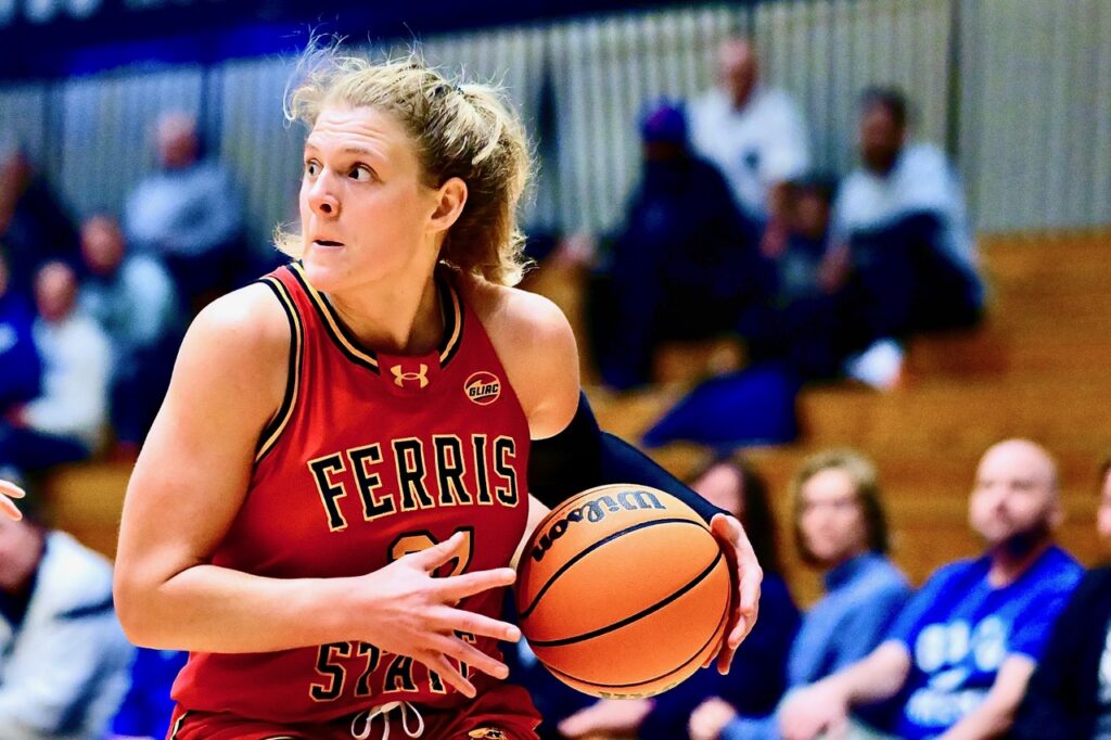 Kadyn Blanchard handles the ball against Grand Valley on March 8.